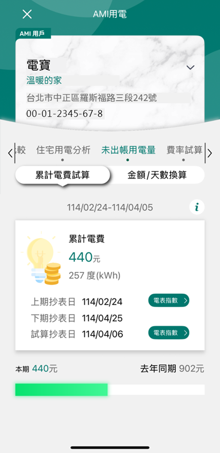 1 累計電費試算